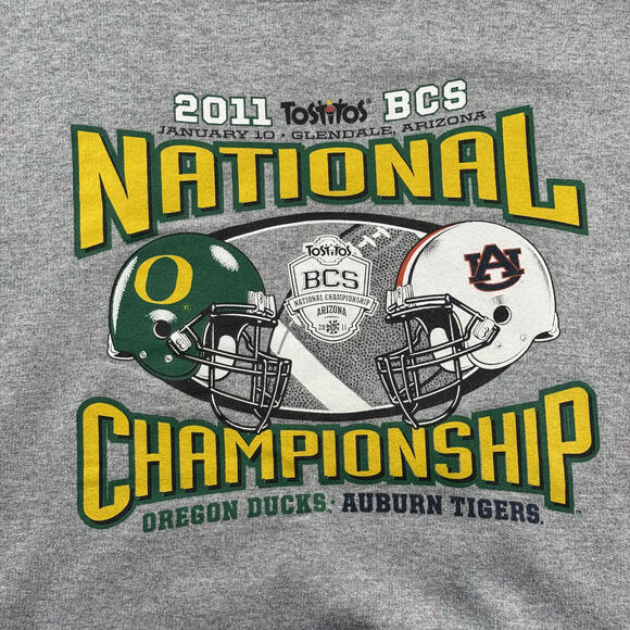 2011 National Championship Oregon Ducks Auburn Sweatshirt Tostitos Bowl Large - Picture 2 of 8